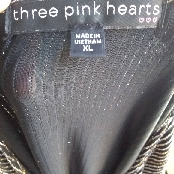NWOT Sparkly bodycon Three Pink Hearts dress - Picture 3 of 7